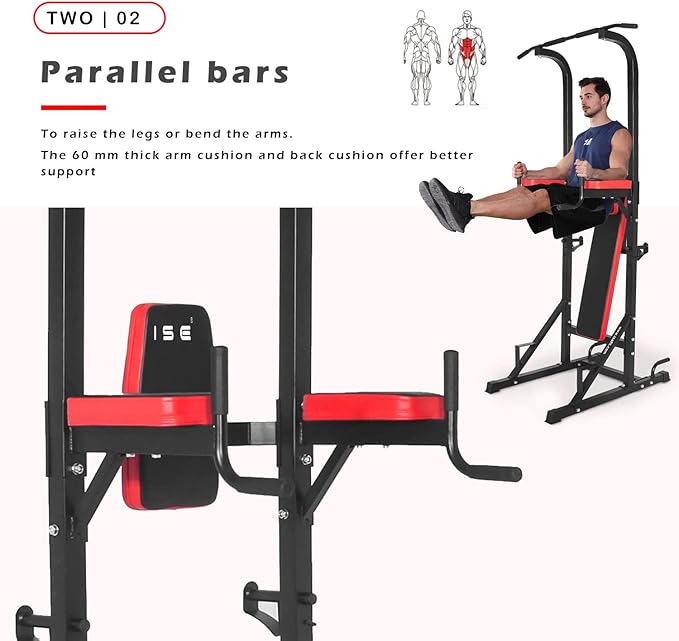 ESTACIÓN DE DOMINADAS PARA ENTRENAMIENTO CALISTENIA Y MUSCULACIÓN ESTRUCTURA DE ACERO REFORZADO COLOR NEGRO PROFESIONAL - 3