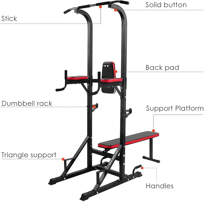 ESTACIÓN DE DOMINADAS PARA ENTRENAMIENTO CALISTENIA Y MUSCULACIÓN ESTRUCTURA DE ACERO REFORZADO COLOR NEGRO PROFESIONAL - 4