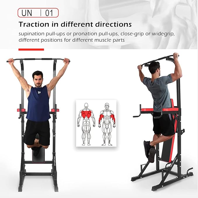 ESTACIÓN DE DOMINADAS PARA ENTRENAMIENTO CALISTENIA Y MUSCULACIÓN ESTRUCTURA DE ACERO REFORZADO COLOR NEGRO PROFESIONAL - 5