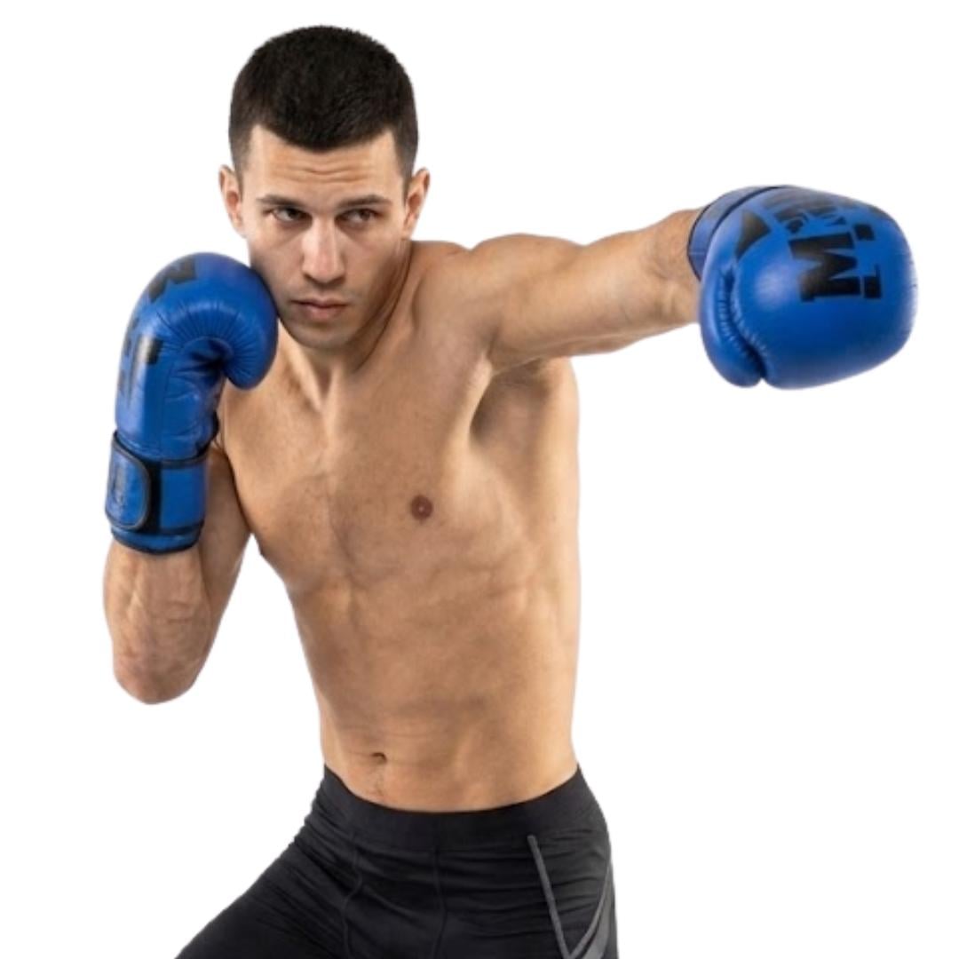 GUANTES DE BOXEO MMA LIFE AZUL 12OZ UNISEX CALIDAD PROFESIONAL RESISTENTES ENTRENAMIENTO COMBATE PROTECCION IMPACTO - 2