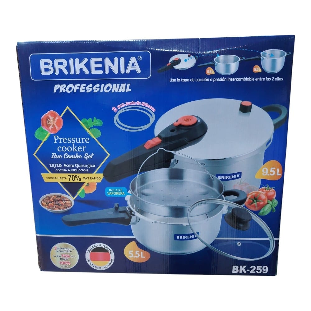 OLLA A PRESION BRIKENIA DE 9.5L BK-259 ACERO QUIRURGICO - 2