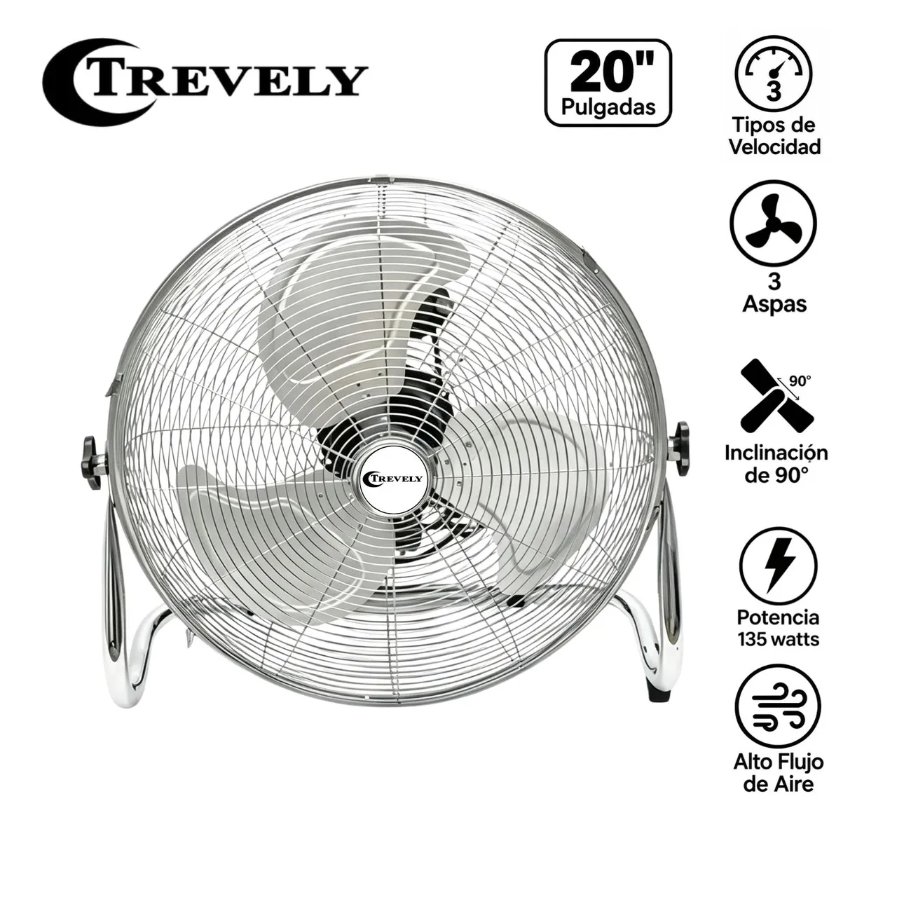 VENTILADOR INDUSTRIAL DE PISO TREVELY VT-208 20 135W 3 V - 1