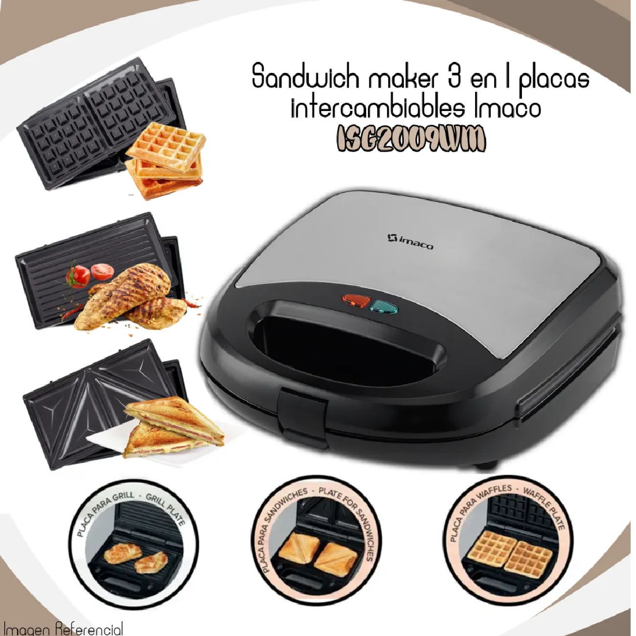 SANDWICH MAKER 3 EN 1 IMACO - ISG2009WM - 1