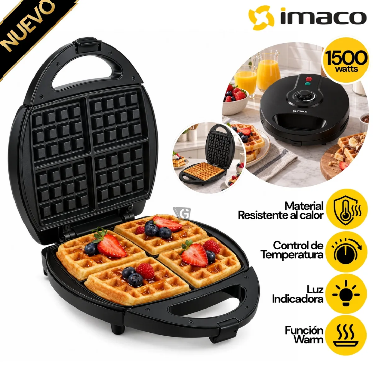 WAFLERA 4 PIEZAS WM4150 1500W IMACO - 1