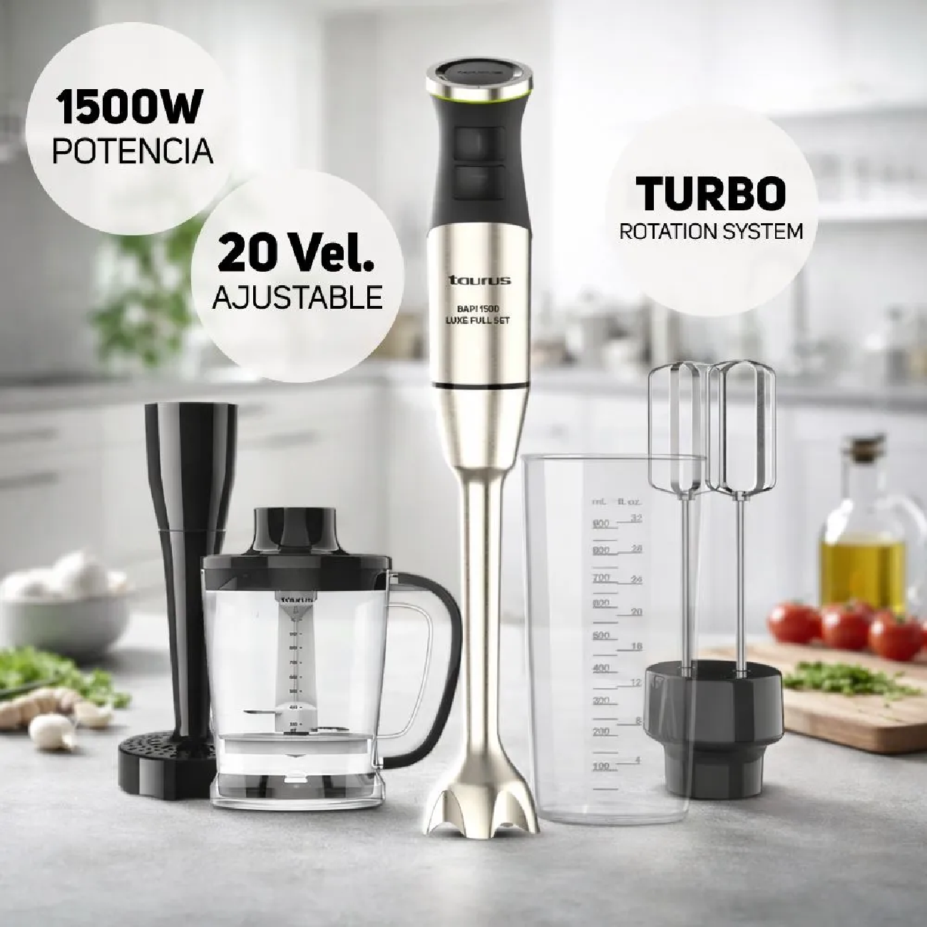 BATIDORA DE INMERSION TAURUS BAPI 1500 LUXE FULL SET - 3