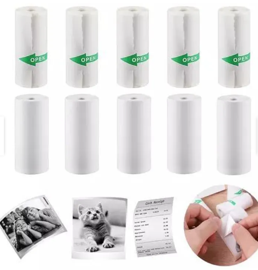 5 ROLLOS STICKER ADHESIVOS PARA MINI IMPRESORA INALAMBRICA - 1