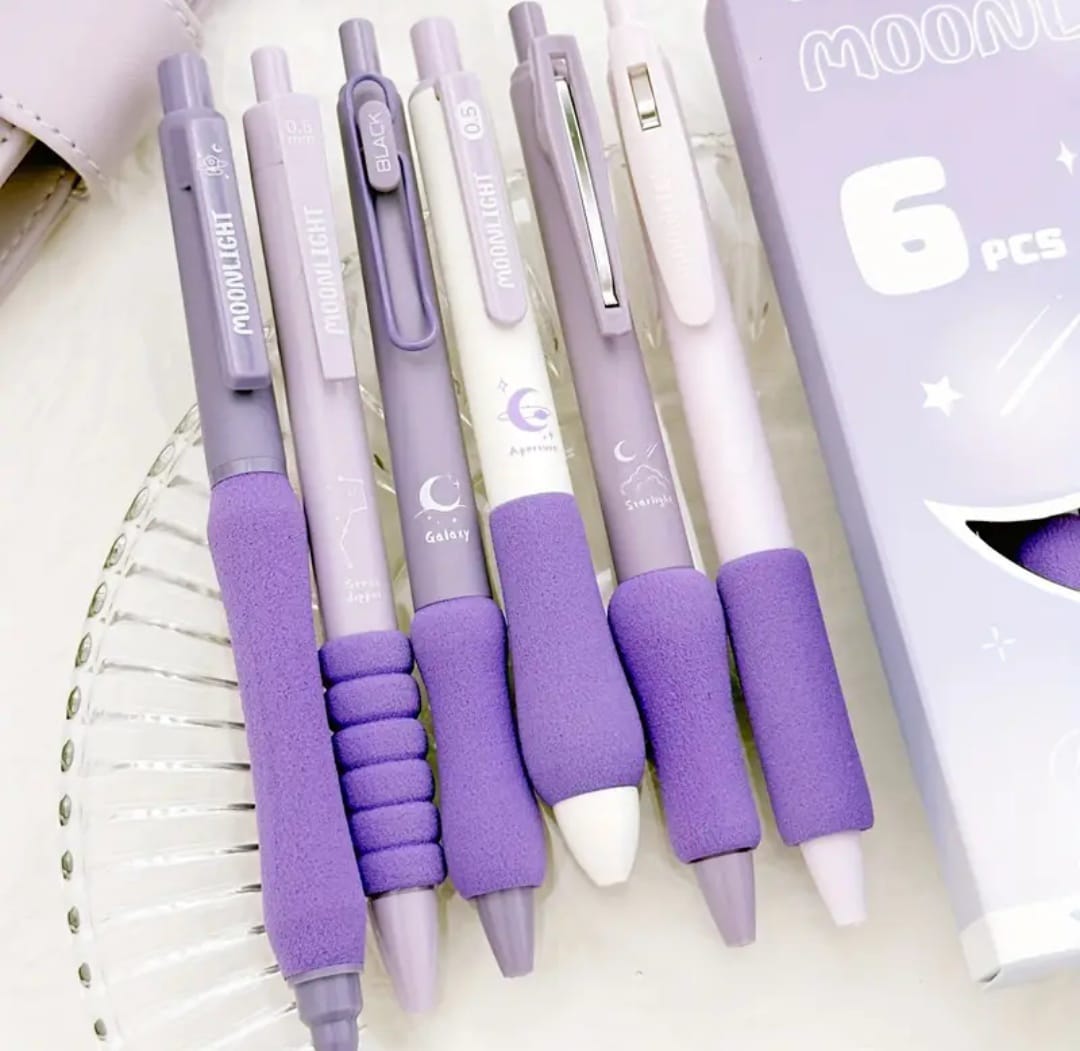 SET DE LAPICEROS MORADO X 6UND DE TINTA NEGRA - 1