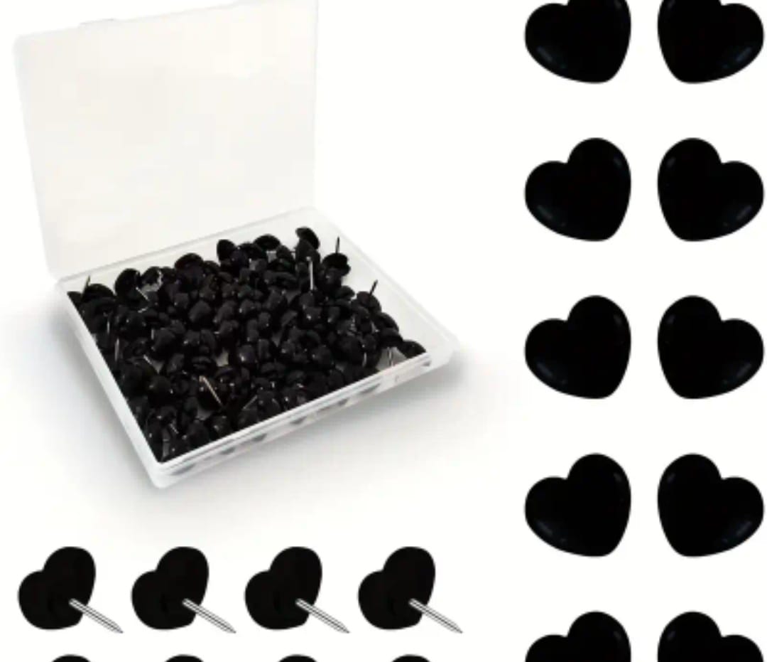 CHINCHES PARA PIZARRA DE CORCHO EN FORMA DE CORAZON NEGRO - 1