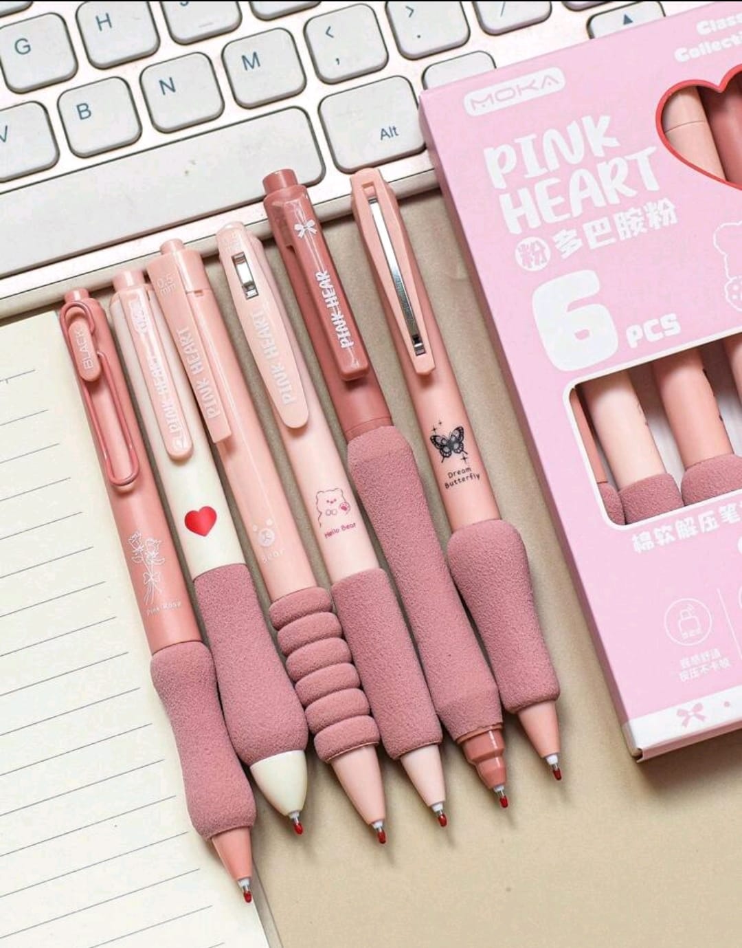 SET DE LAPICEROS ROSA X 6UND TINTA NEGRA - 3