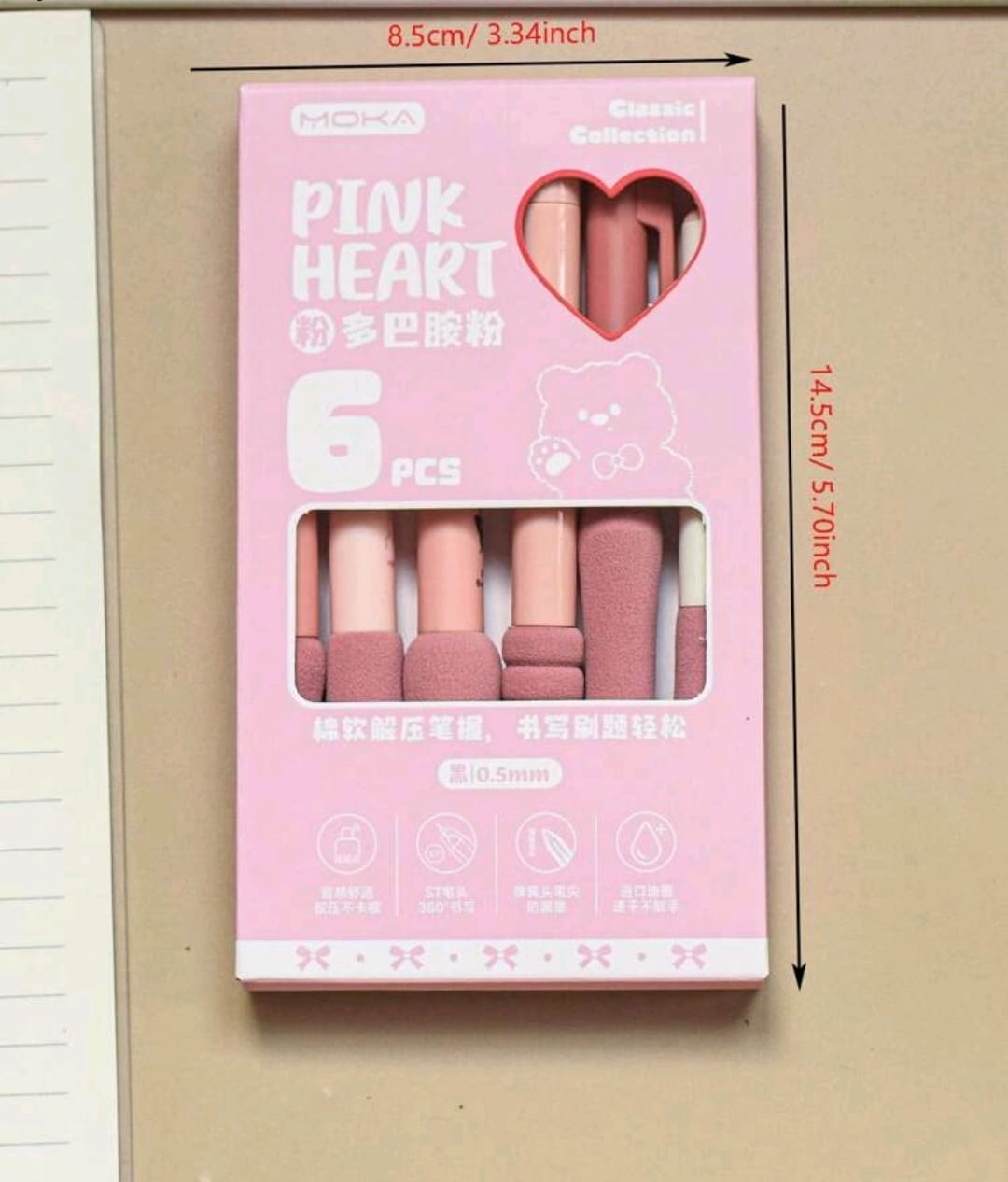 SET DE LAPICEROS ROSA X 6UND TINTA NEGRA - 4
