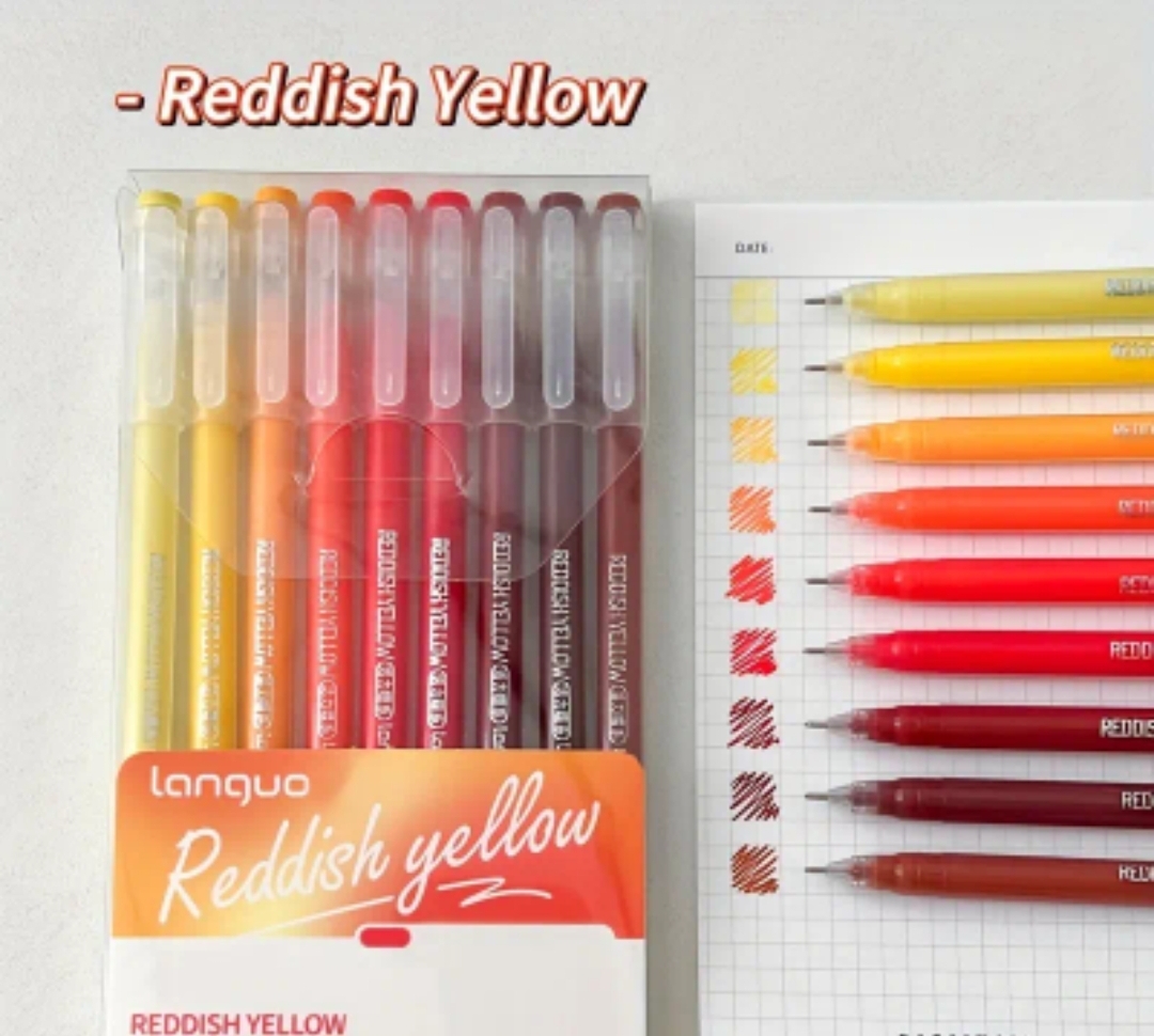 SET DE 9 LAPICEROS TINTA AMARILLO Y ROJO - 1