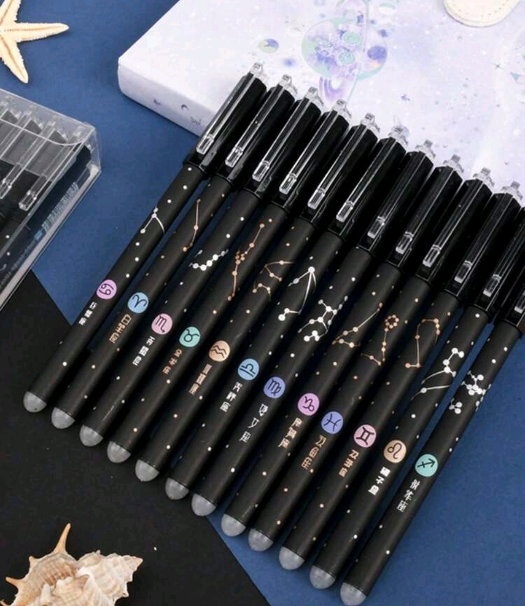 LAPICEROS BORRABLES ZODIACALES X 12 UND COLOR AZUL - 1