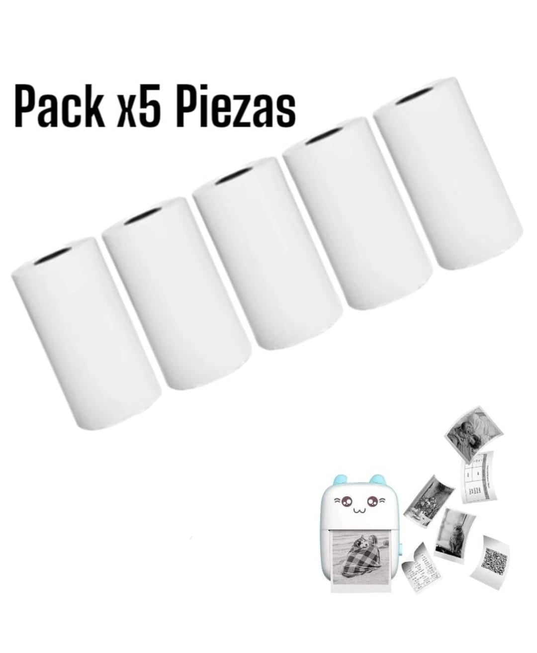 5 ROLLOS DE PAPEL TÉRMICOPARA MINI IMPRESORA INALAMBRICA - 1