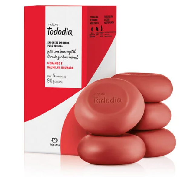 TODODIA FRESA Y VAINILLA DORADA JABONES EN BARRA 5 UNIDADES DE 90 G C/U - 1
