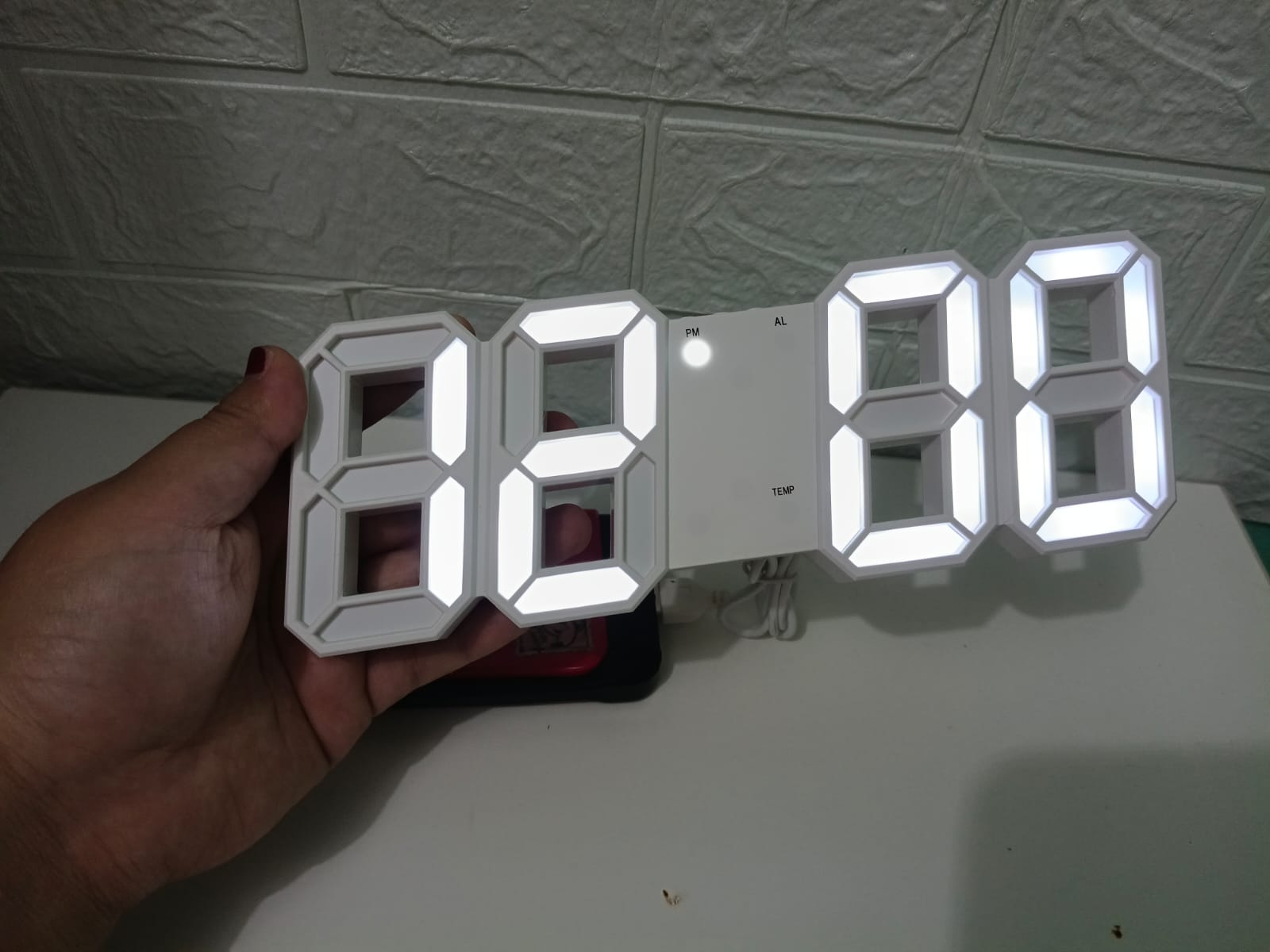 RELOJ DIGITAL LED 3D - BLANCO - 2