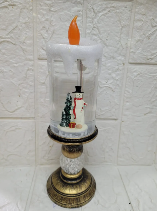 CANDELABRO EN FORMA DE VELA NAVIDEÑO HOMBRE DE NIEVE - 1