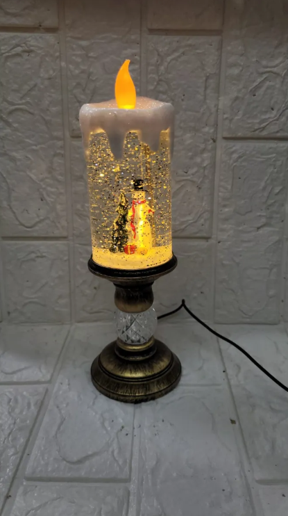 CANDELABRO EN FORMA DE VELA NAVIDEÑO HOMBRE DE NIEVE - 2