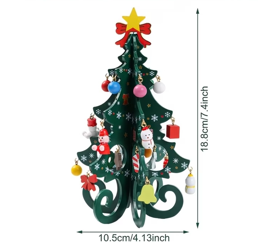 ARBOL DE MADERA CON ACCESORIOS - VERDE - 3