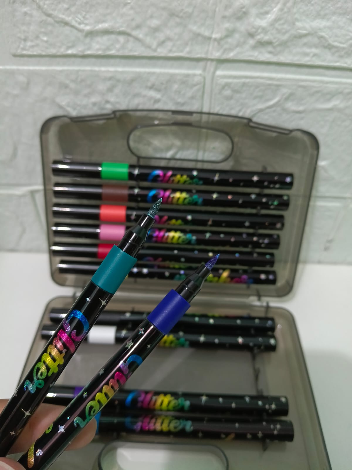 PLUMONES GLITTER DOBLE PUNTA X 12UND 2 - 1