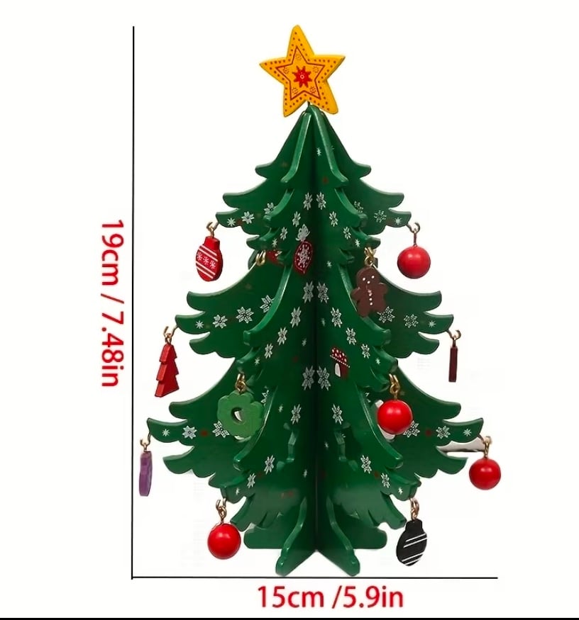 ARBOL DE MADERA CON ACCESORIOS - VERDE 2 - 3