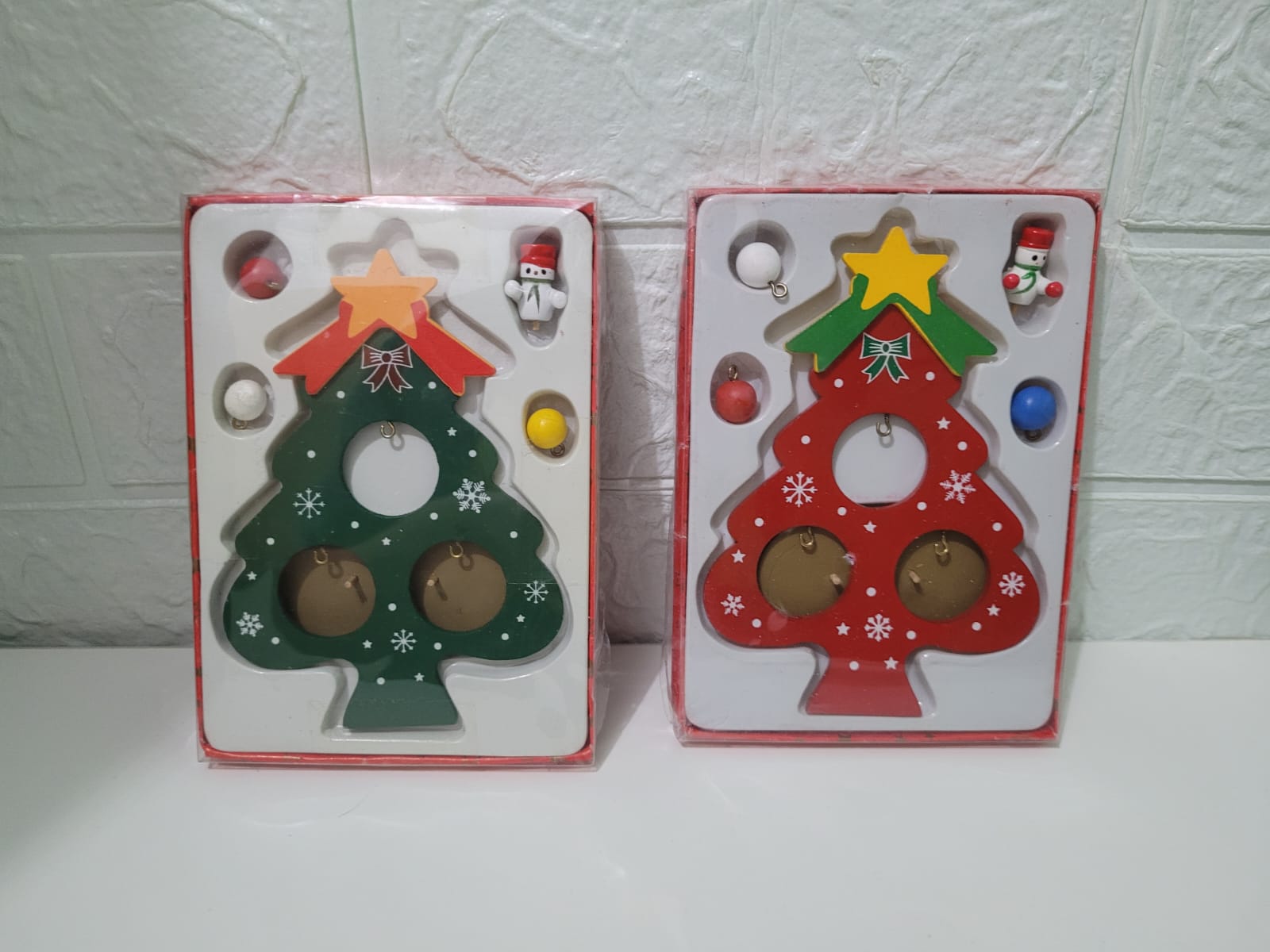 DUO DE MINI ARBOLITOS DE MADERA NAVIDEÑO - 3