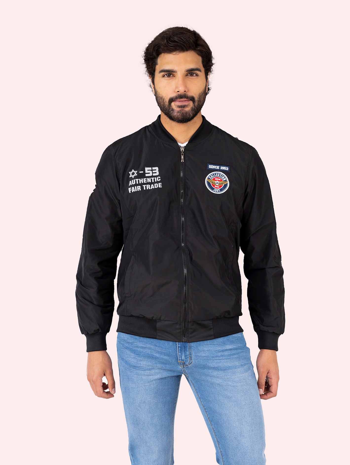 CASACA BOMBER JUSTO HOMBRE  BORDADO - 1