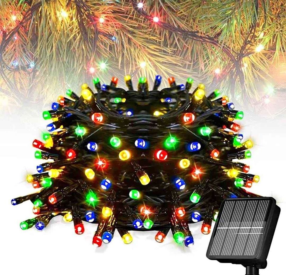 LUCES NAVIDEÑAS CON PANEL SOLAR DE COLORES 10MTS - 03 UNIDADES - 2
