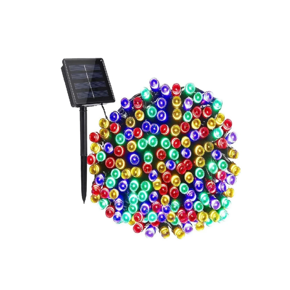 LUCES NAVIDEÑAS CON PANEL SOLAR DE COLORES 10MTS - 1