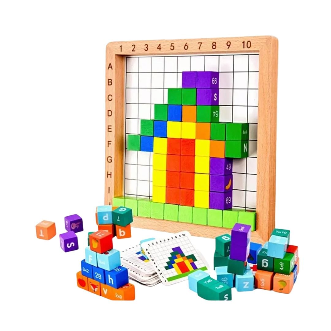 TABLERO CON ENSARTE DE CUBOS Y PATRONES - 1
