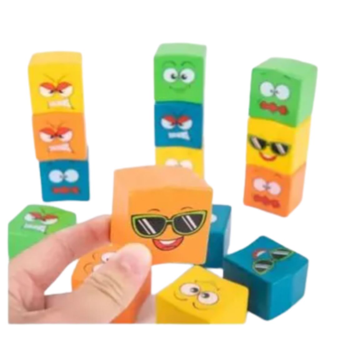 JUEGO APILABLE DE CUBOS CON CARITAS - 3