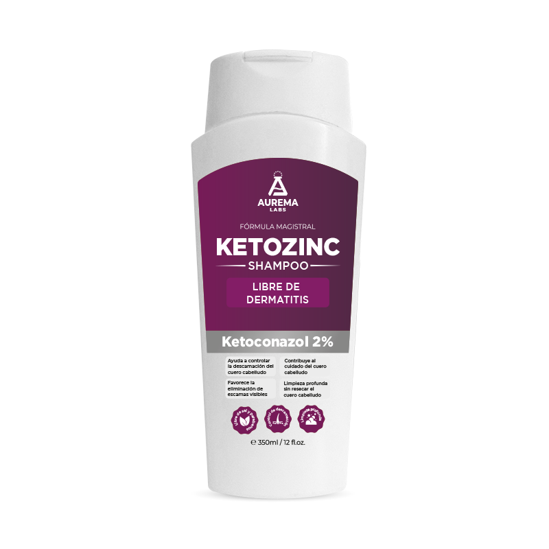 DERMATOLÓGICO SHAMPOO KETOZIN LIBRE DE DERMATITIS CONTROL DE GRASITUD Y PICAZÓN DE 350 ML AUREMA LABS - 1