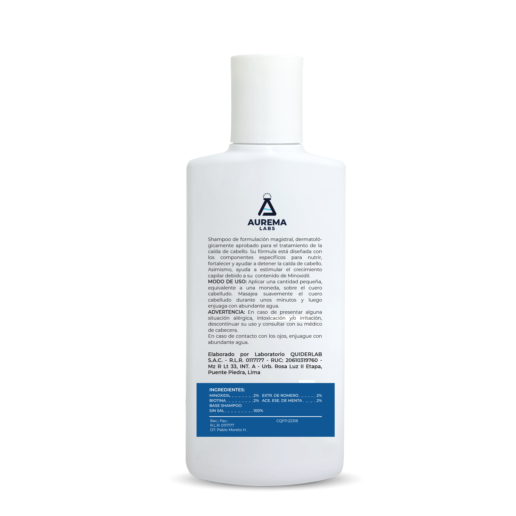 SHAMPOO DERMATOLÓGICO CONTROL CAÍDA DEL CABELLO CRECIMIENTO Y FUERZA DE 150 ML AUREMA LABS - 2