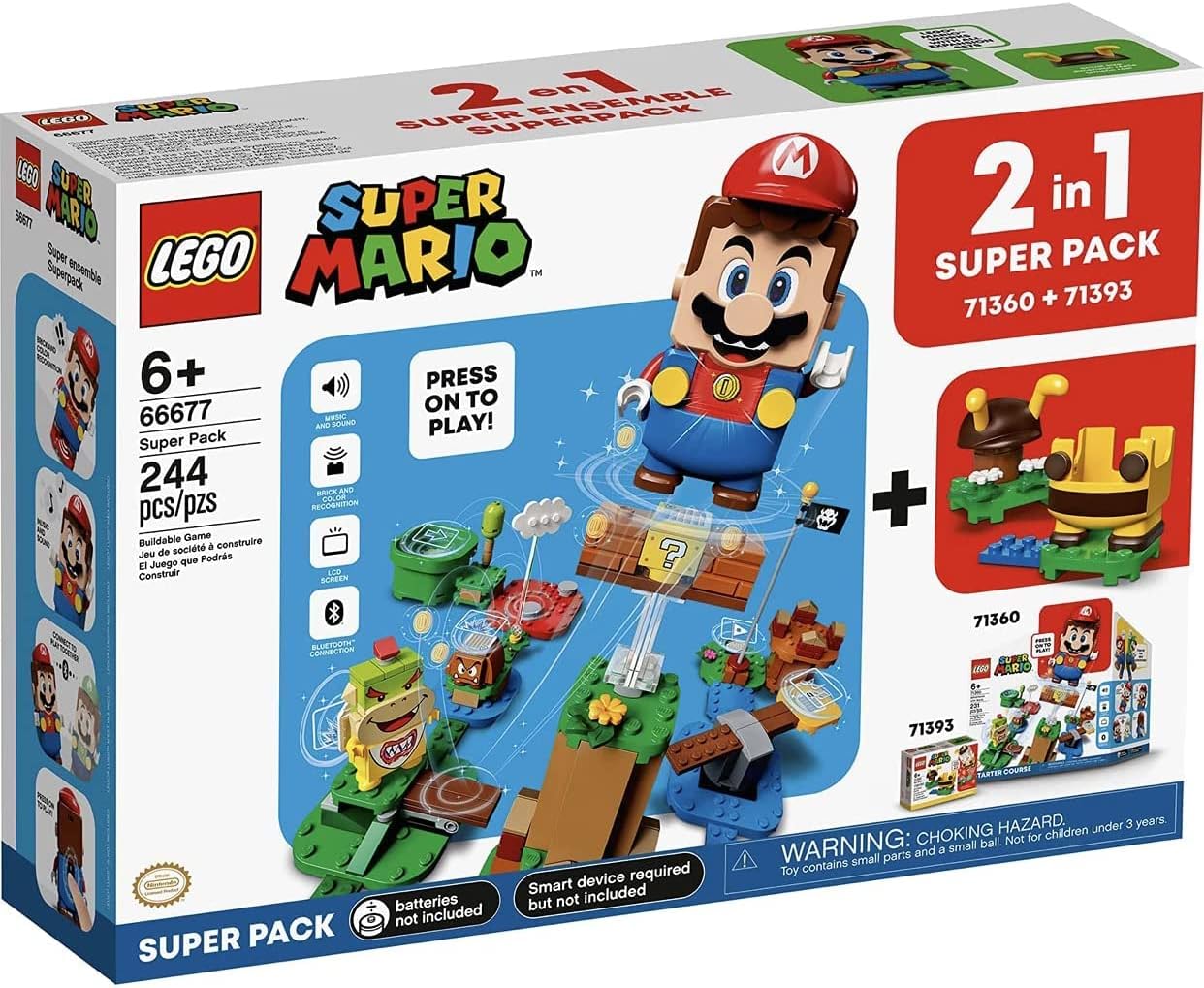 LEGO 66677 SUPER MARIO 2 EN 1 KIT DE CONSTRUCCIÓN (CONTIENE 71360 AVENTURAS CON MARIO Y 71393 BEE MARIO) - 1
