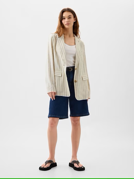 BLAZER GAP BLANCO HUMO CHAQUETA CASACA MUJER MANGA LARGA BLANCO TIZA - 1