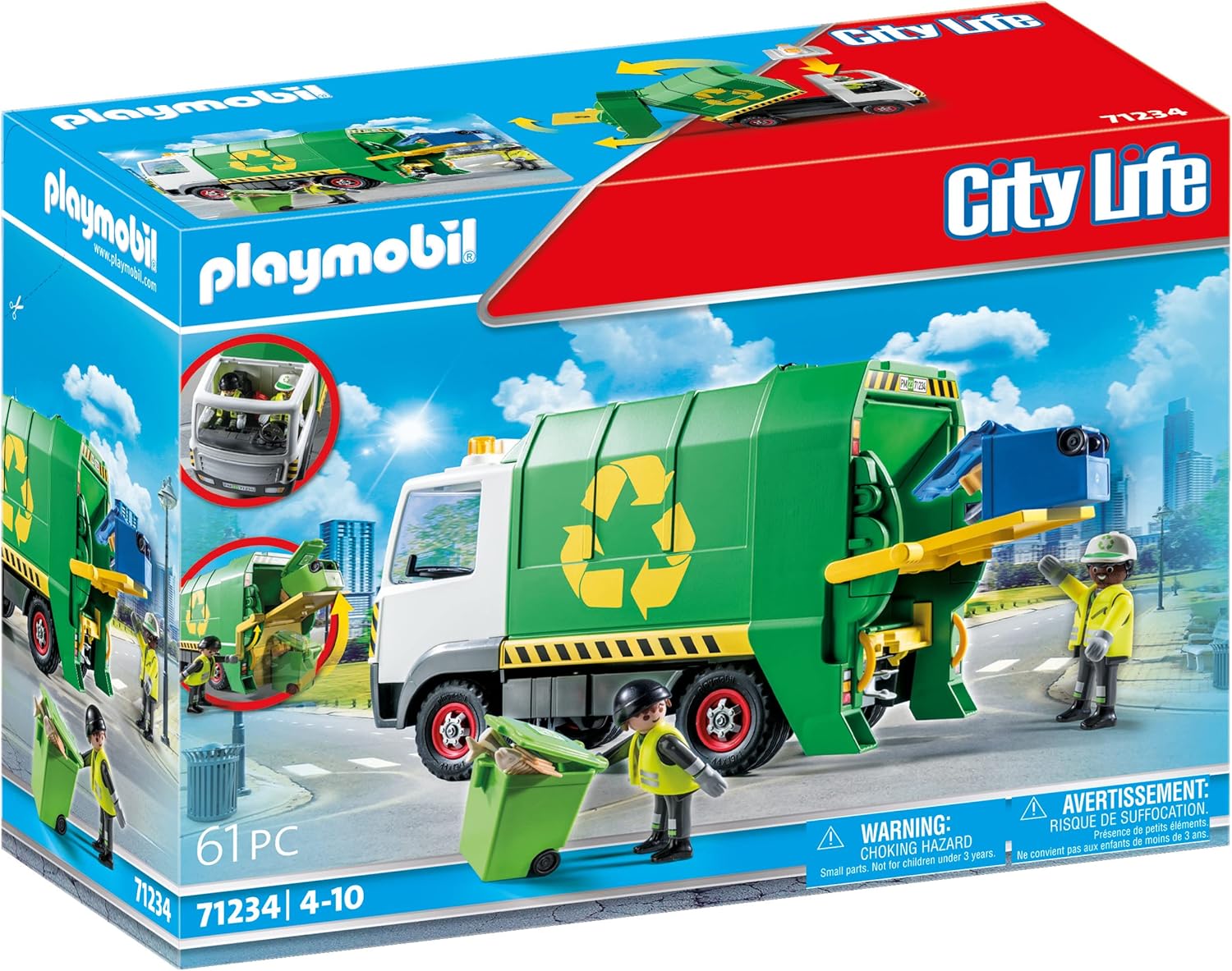 PLAYMOBIL SET CAMIÓN DE RECICLAJE 71234 CON ACCESORIOS Y 2 FIGURAS CARRO VEHICULO 61 PIEZAS - 1