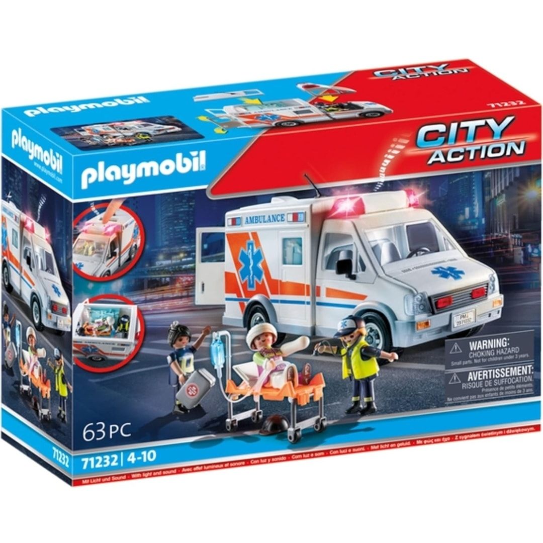 PLAYMOBIL AMBULANCE. CITY LIFE AMBULANCIA 71232 - 63 PIEZAS INCLUYE FIGURAS Y ACCESORIOS - 1