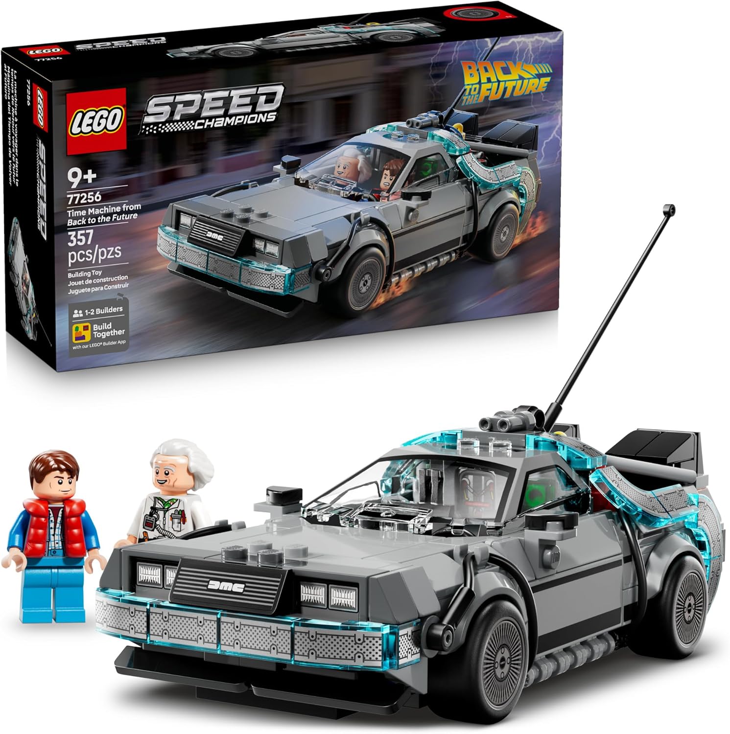 LEGO SPEED CHAMPIONS TIME MACHINE FROM BACK TO THE FUTURE VOLVER AL FUTURO DELOREAN 77256 SET. 357 PIEZAS - 1