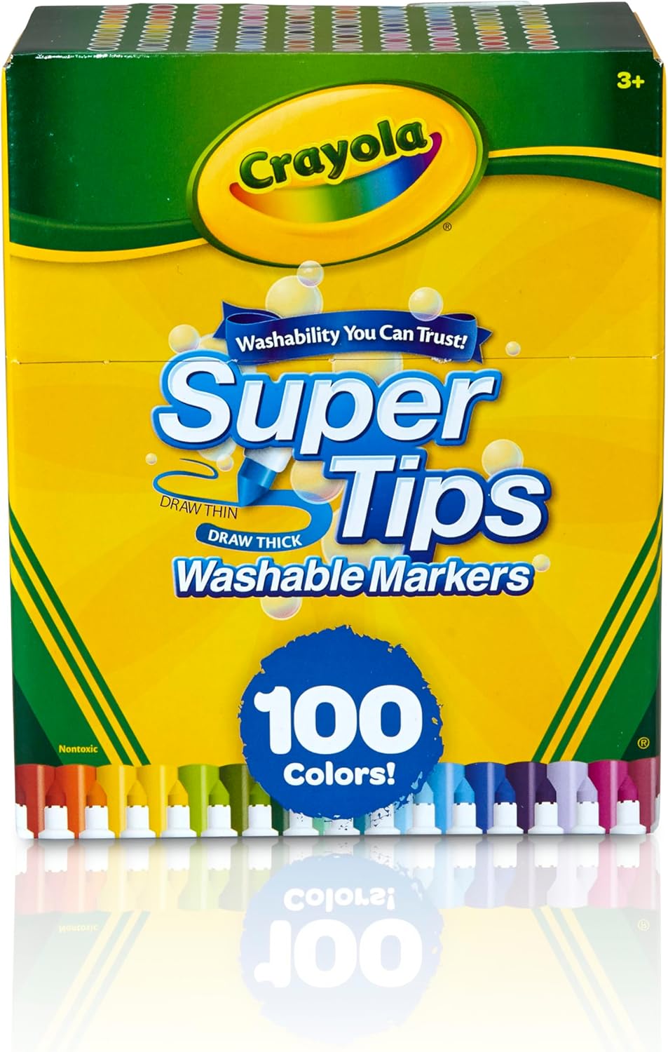 PACK PLUMONES CRAYOLA 58-5100 100 UNIDADES LETTERING SUPER TIPS MARCADORES LAVABLES DE PUNTA FINA, MARCADORES DE DIBUJO - 1