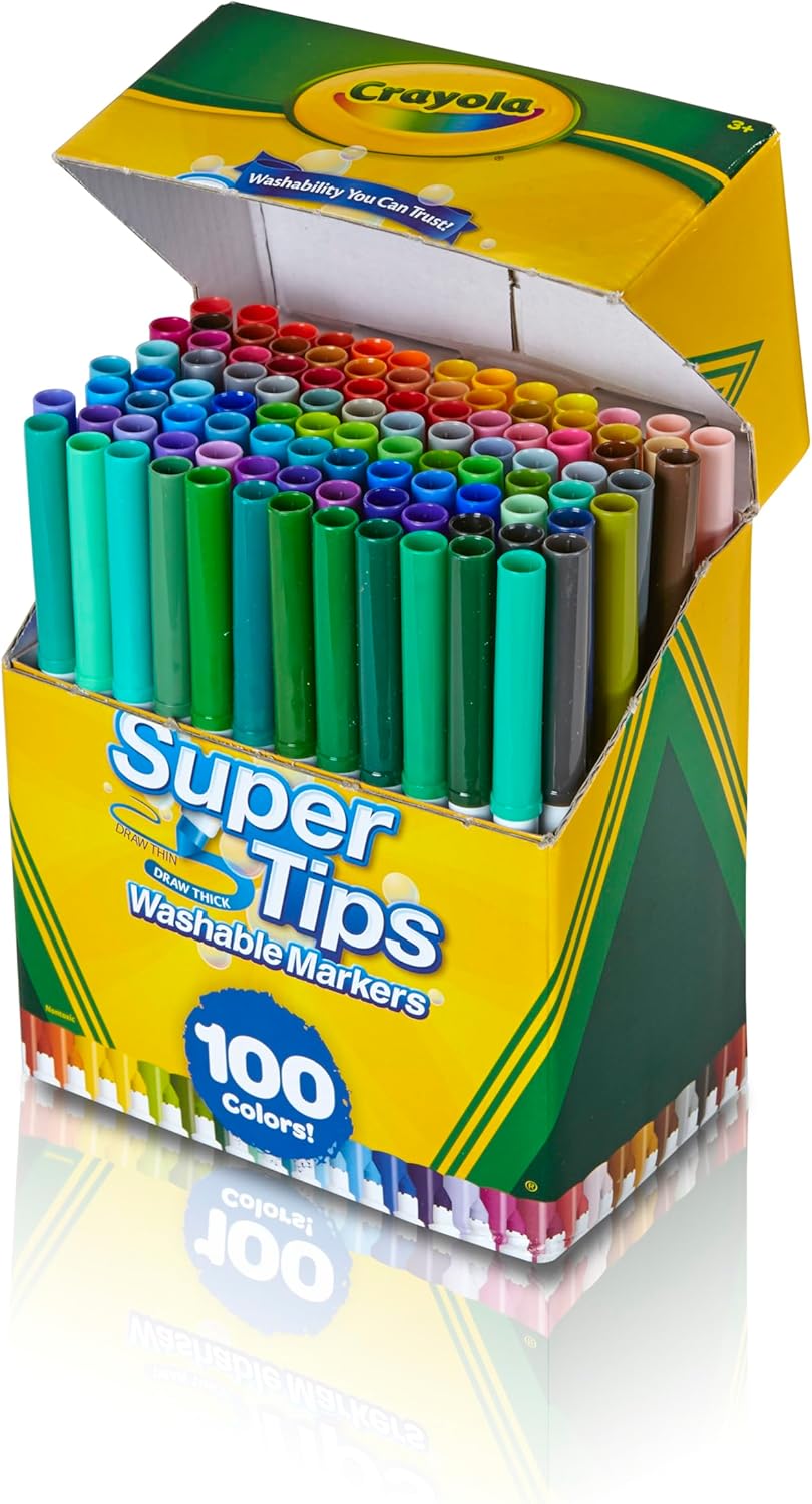 PACK PLUMONES CRAYOLA 58-5100 100 UNIDADES LETTERING SUPER TIPS MARCADORES LAVABLES DE PUNTA FINA, MARCADORES DE DIBUJO - 3
