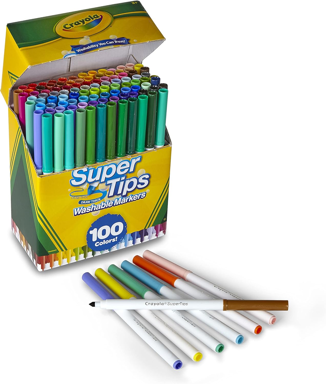 PACK PLUMONES CRAYOLA 58-5100 100 UNIDADES LETTERING SUPER TIPS MARCADORES LAVABLES DE PUNTA FINA, MARCADORES DE DIBUJO - 4