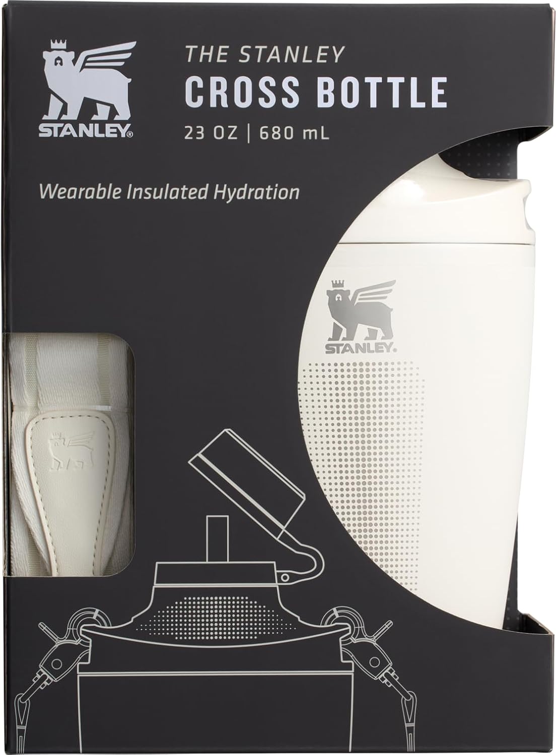 STANLEY CROSS BOTTLE 23 OZ - 680 ML BOTELLA DE VIAJE CON CORREA JACQUARD TAPA DE TRITAN A PRUEBA DE FUGAS CON POPOTE EXTRAIBLE - 7
