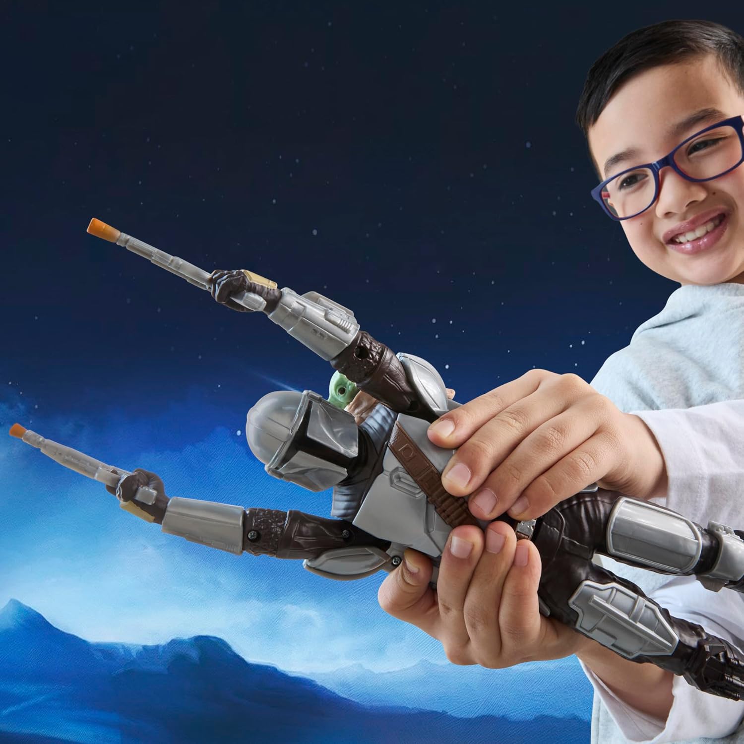 STAR WARS THE MANDALORIAN Y GROGU BOUNTY BLASTER, FIGURA DE ACCIÓN DE 11 PULGADAS CON EFECTOS DE SONIDO, JUGUETES INTERACTIVOS - 6