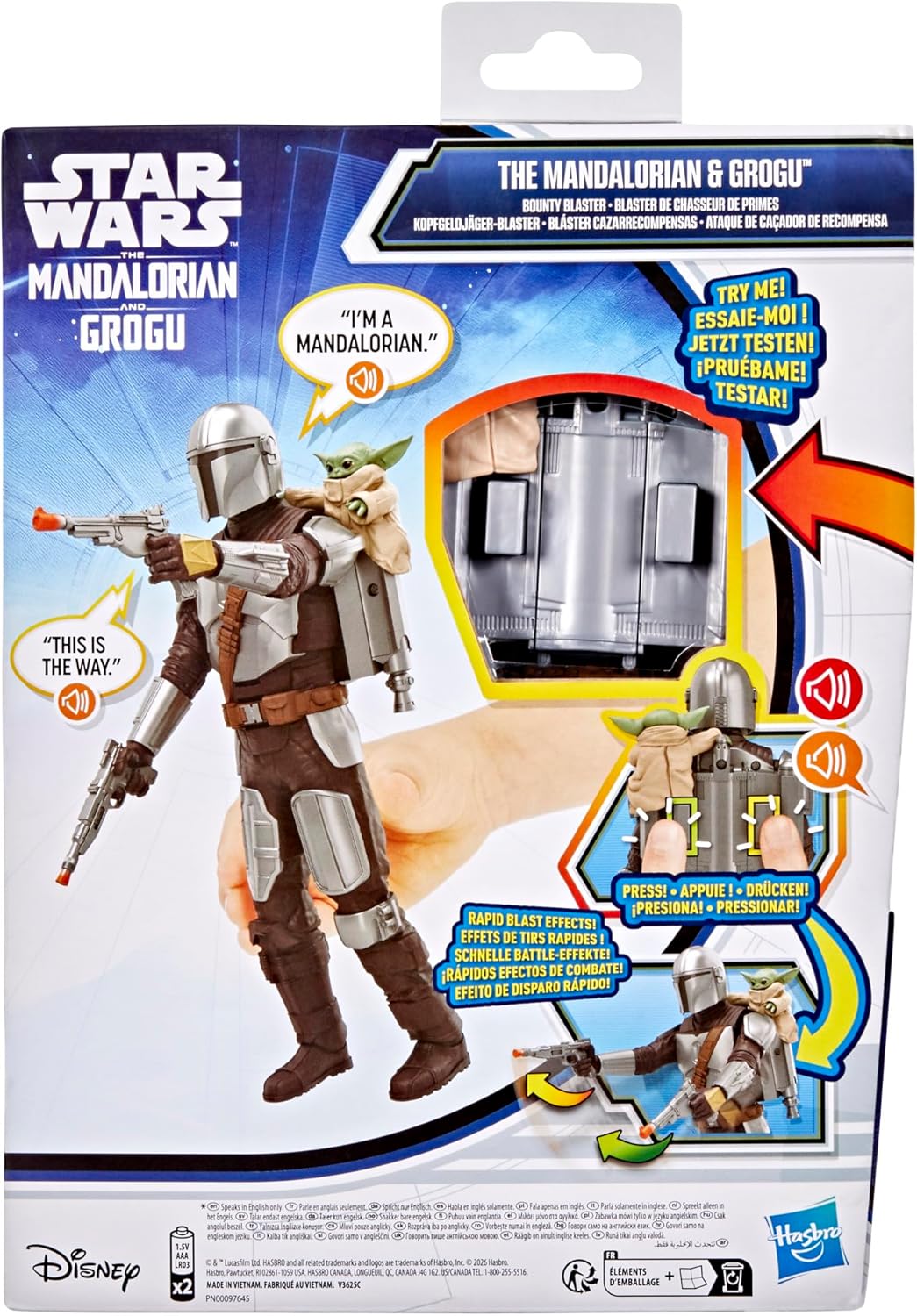 STAR WARS THE MANDALORIAN Y GROGU BOUNTY BLASTER, FIGURA DE ACCIÓN DE 11 PULGADAS CON EFECTOS DE SONIDO, JUGUETES INTERACTIVOS - 9