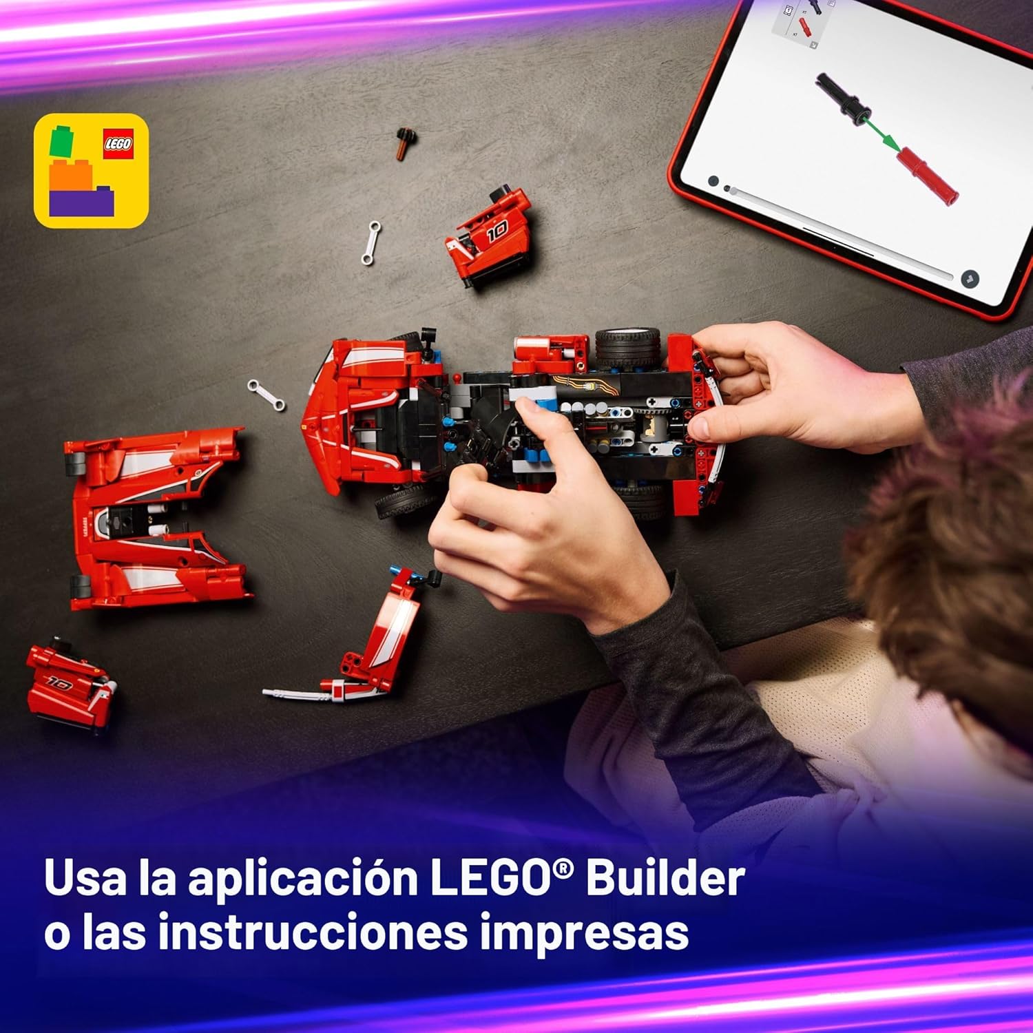 LEGO TECHNIC FERRARI FXX K 42212 CARRO JUGUETE DE CONSTRUCCIÓN COCHE DE CARRERAS DE 897 PIEZAS - 6