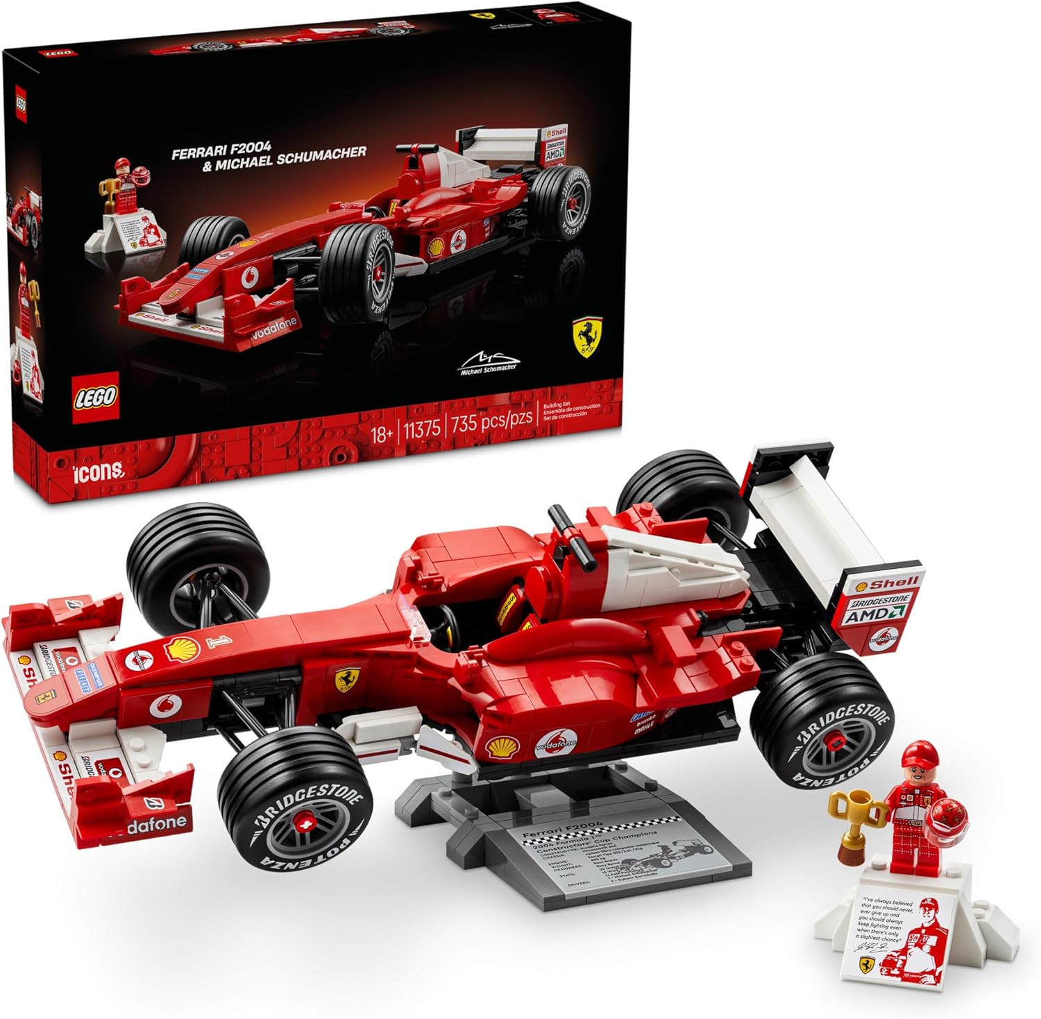 LEGO ICONS FERRARI F2004 Y MICHAEL SCHUMACHER 11375 JUEGO DE CONSTRUCCIÓN PARA ADULTOS, MAYORES DE 18 AÑOS - FERRARI F1 DE 735 P - 1