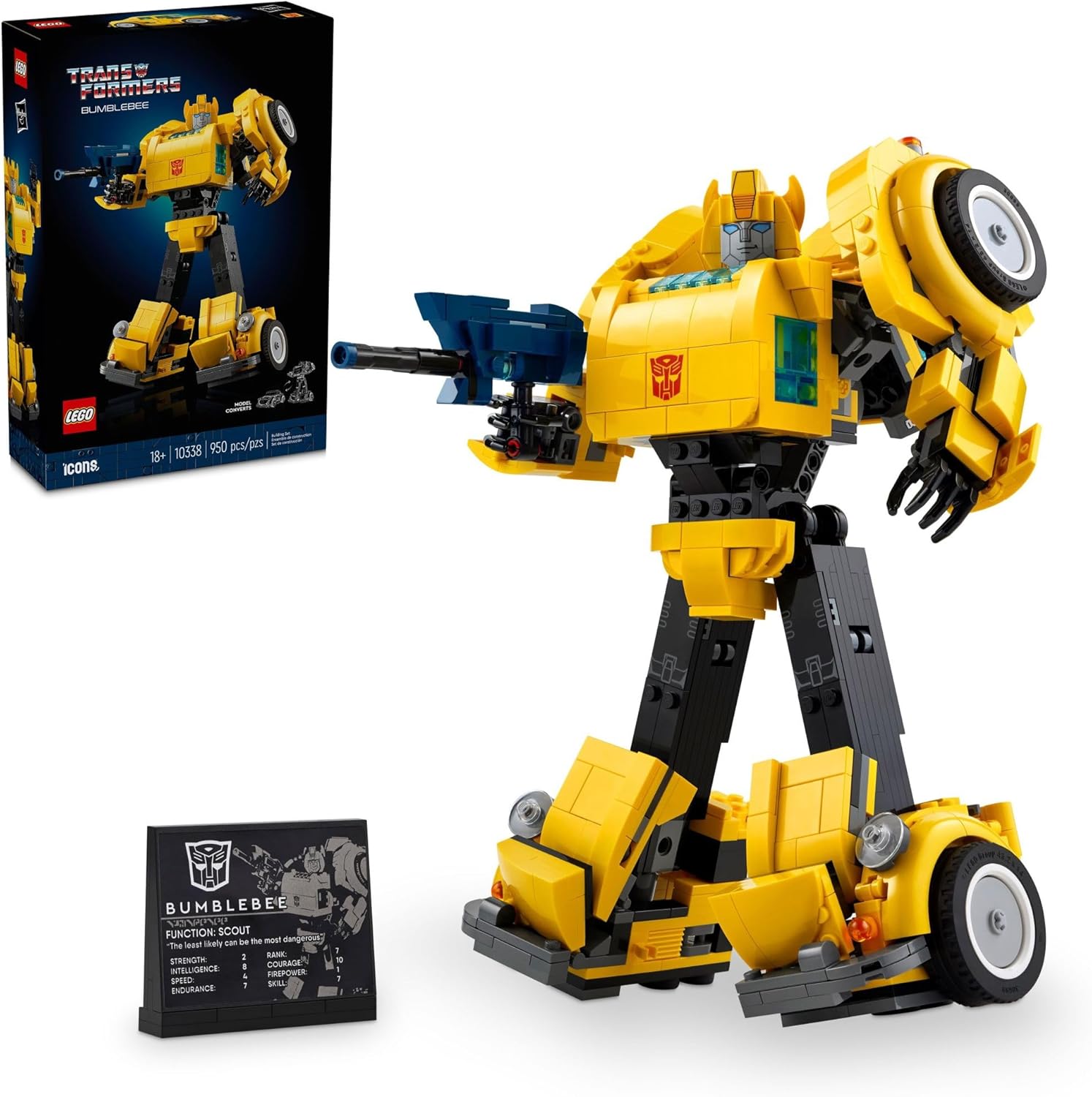 LEGO ICONS TRANSFORMERS BUMBLEBEE 10338 FIGURA DE ACCIÓN JUGUETE COLECCIONABLE DE ROBOT PARA ADULTOS DE 950 PIEZAS - 1