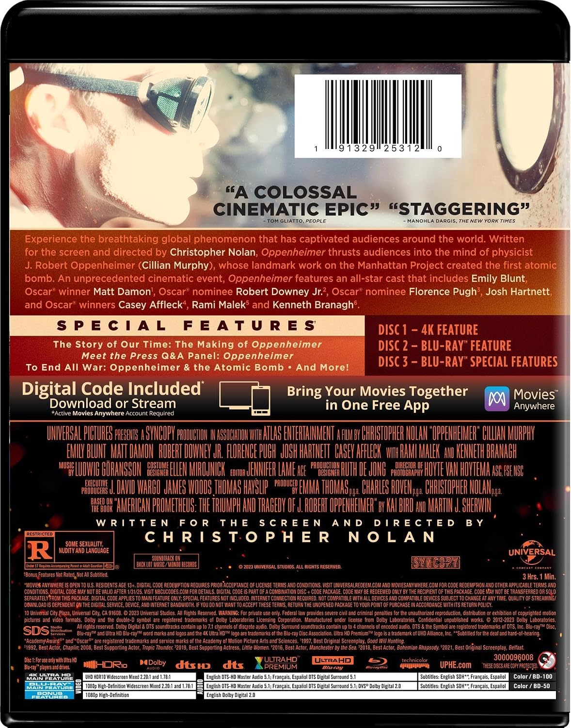 PELÍCULA OPPENHEIMER  4K ULTRA HD  BLURAY ESTUCHE DE PLÁSTICO DE USA - 3