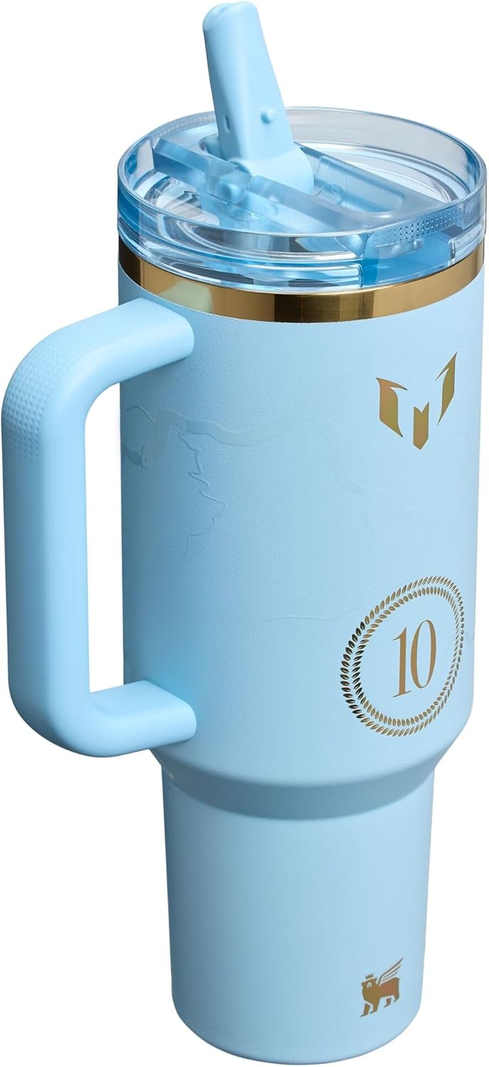 STANLEY X MESSI QUENCHER PROTOUR - VASO DE PAJA CON TAPA A PRUEBA DE FUGAS, 40 ONZAS, POPOTE Y ASA INTEGRADOS, SOPORTE PARA VASOS - 3