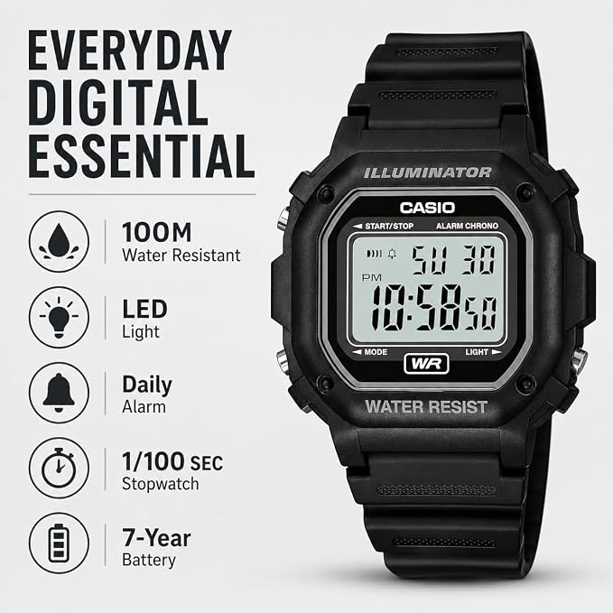 RELOJ CASIO F108WH SERIES ILLUMINATOR. RESISTENTE AL AGUA - 3