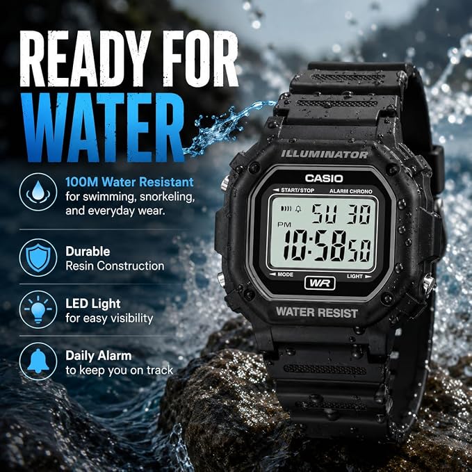 RELOJ CASIO F108WH SERIES ILLUMINATOR. RESISTENTE AL AGUA - 5